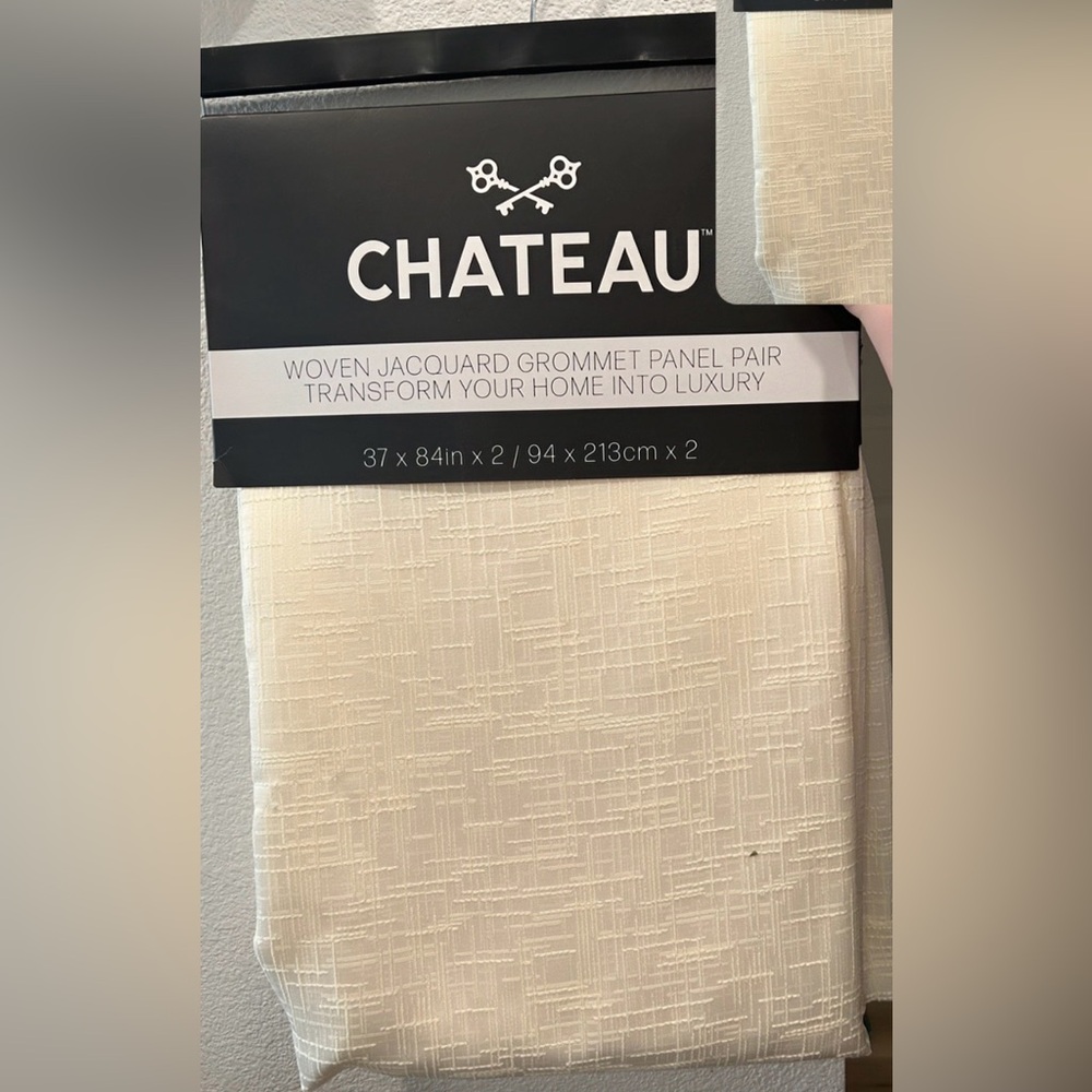 Chateau Cream Woven Jacquard Curtains